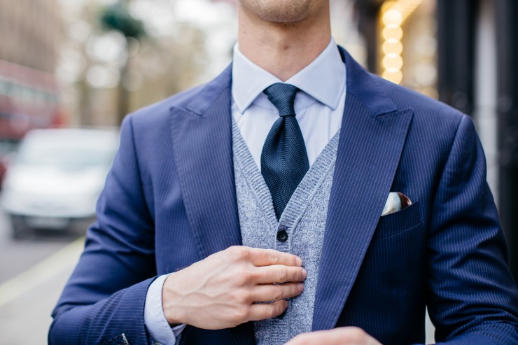 navy knitted tie