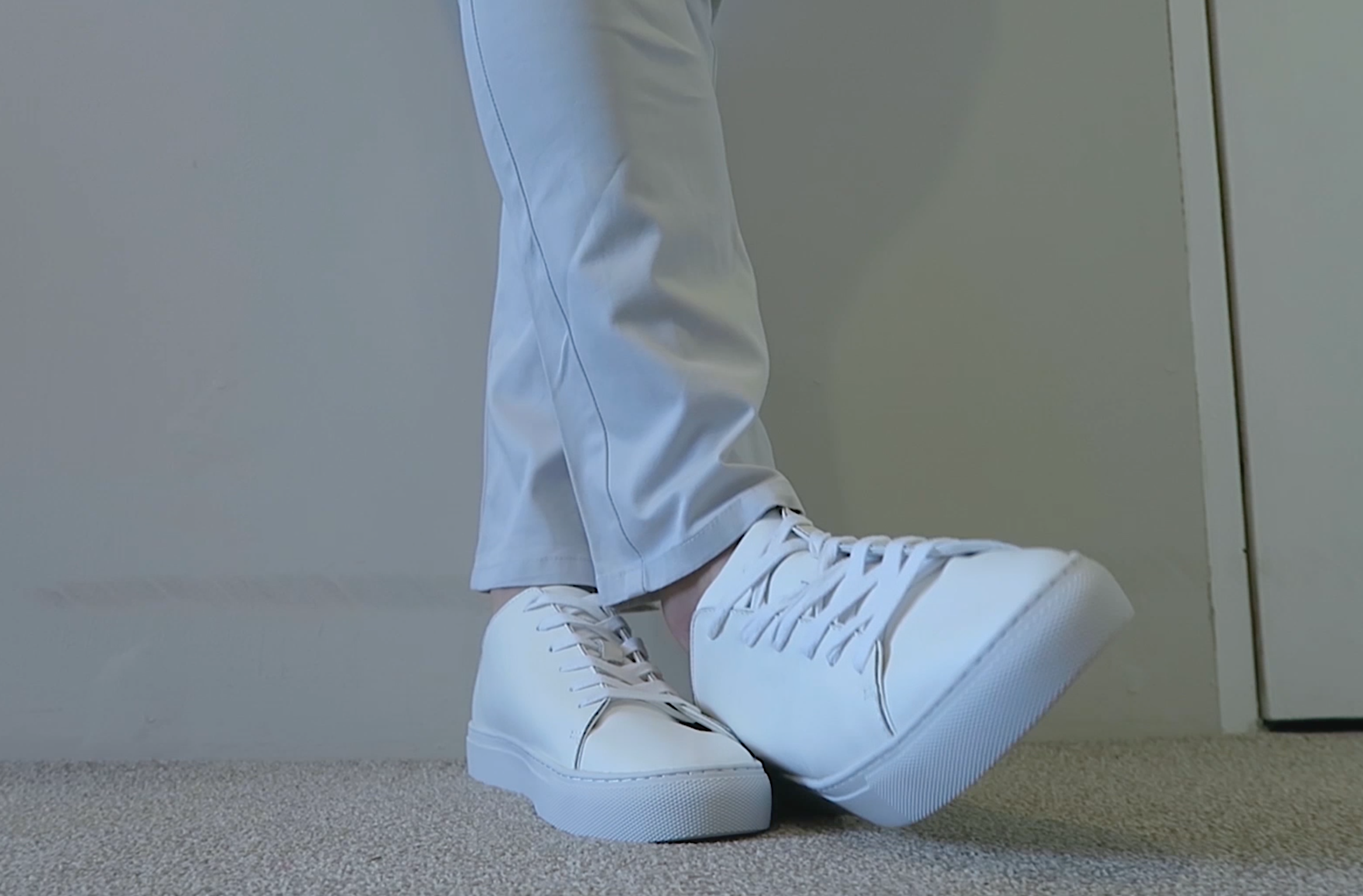 white sneakers chinos